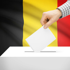 Ballot box with national flag on background - Belgium