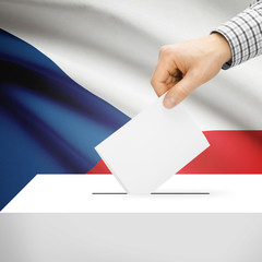 Ballot box with national flag on background - Czech Republic