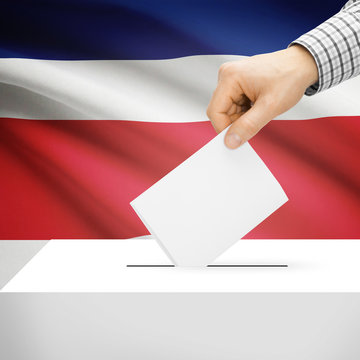 Ballot box with national flag on background - Costa Rica