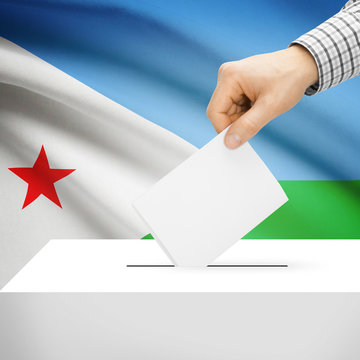 Ballot box with national flag on background - Djibouti