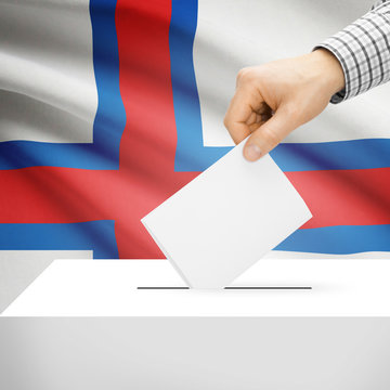 Ballot box with national flag on background - Faroe Islands
