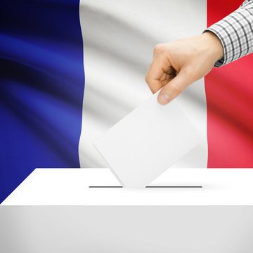 Ballot box with national flag on background - France