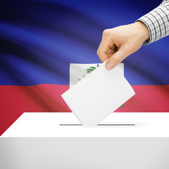 Ballot box with national flag on background - Haiti