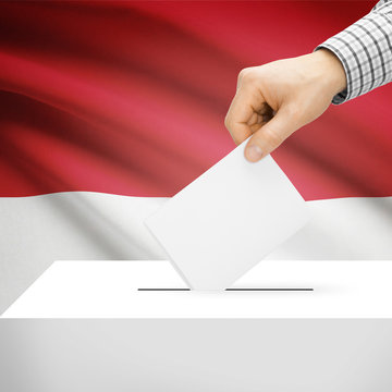 Ballot box with national flag on background - Indonesia
