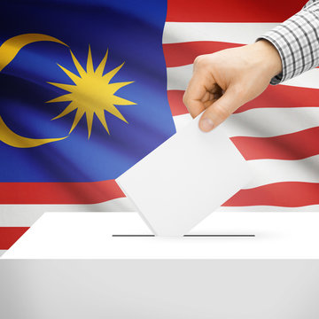 Ballot box with national flag on background - Malaysia