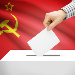 Ballot box with national flag on background - USSR