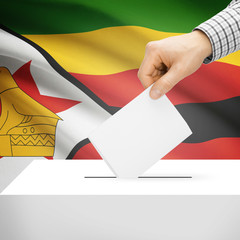 Ballot box with national flag on background - Zimbabwe