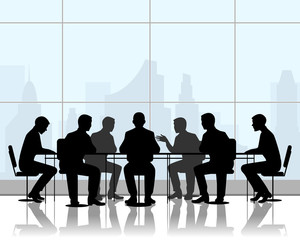 Businessmen at negotiating table