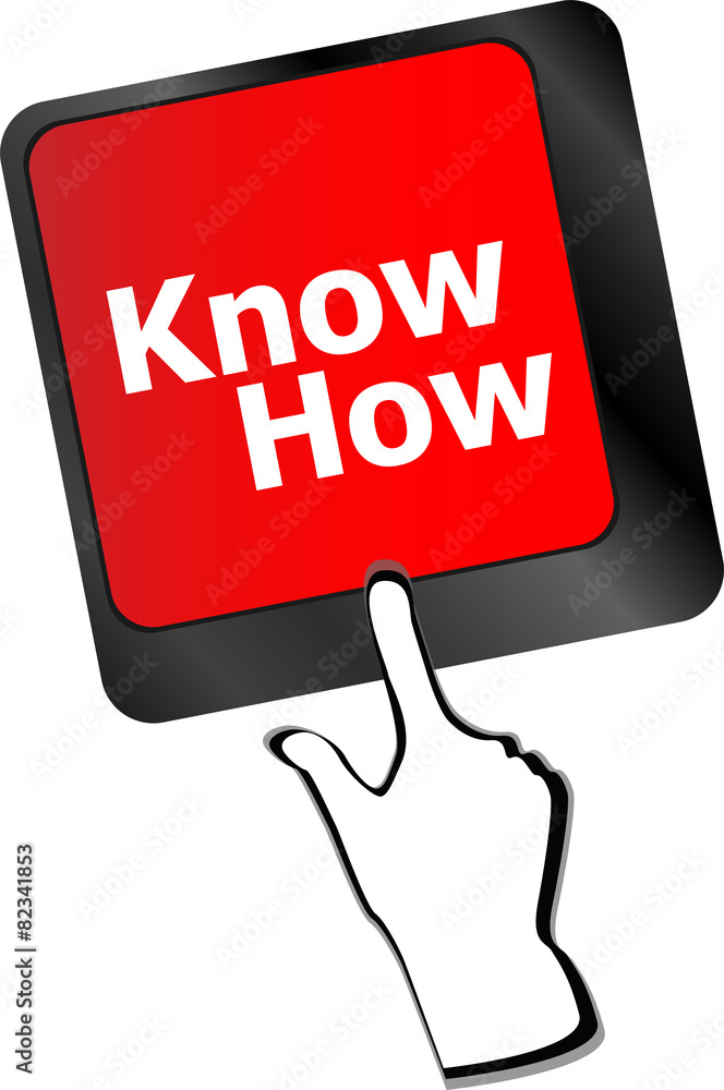 Poster closeup of know how key in a modern keyboard vector