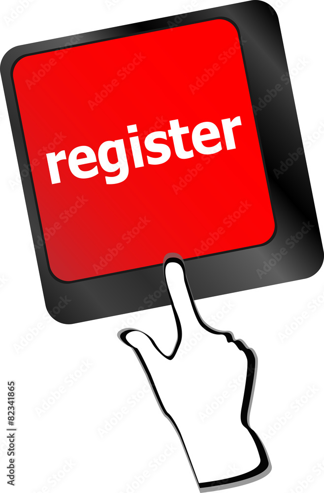Poster closeup of register key in a modern keyboard vector