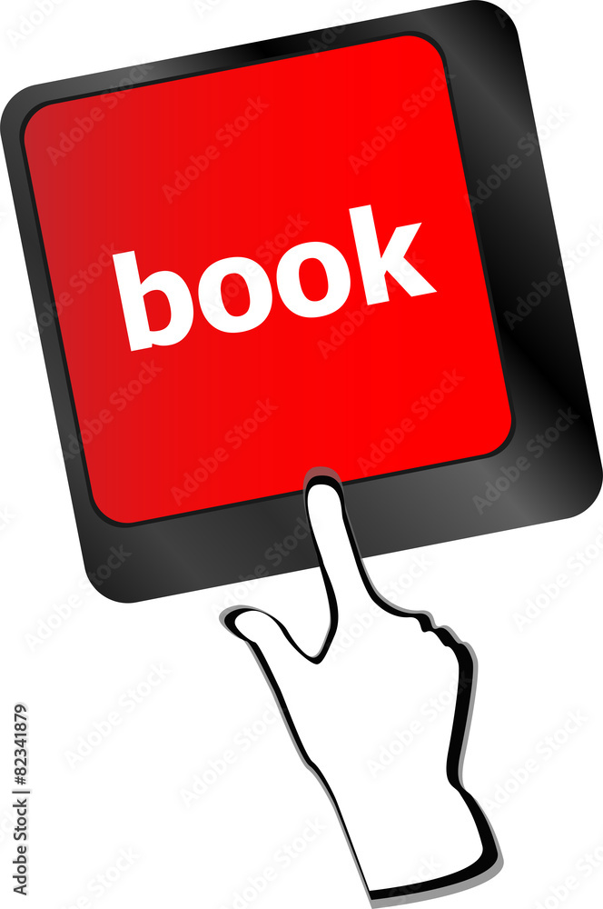 Poster book word on computer keyboard button vector