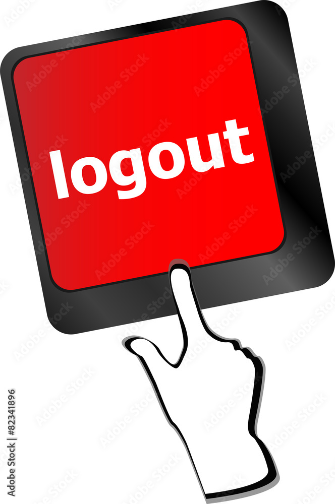Poster logout word on computer keyboard button vector