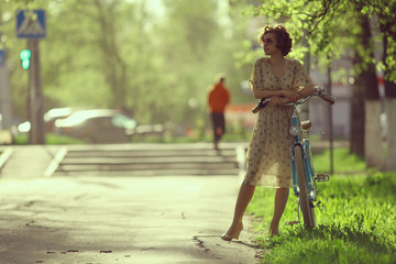 girl on bike sunset summer sun