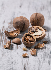 Walnuts on a wooden.