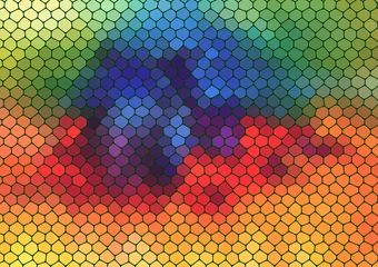 Poster Im Rahmen colorful mosaic composition with ceramic shapes © igor_shmel