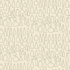 Different bottle types  linear set seamless texture.   Editable