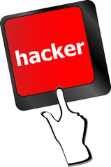 hacker word on keyboard, attack, internet terrorism vector