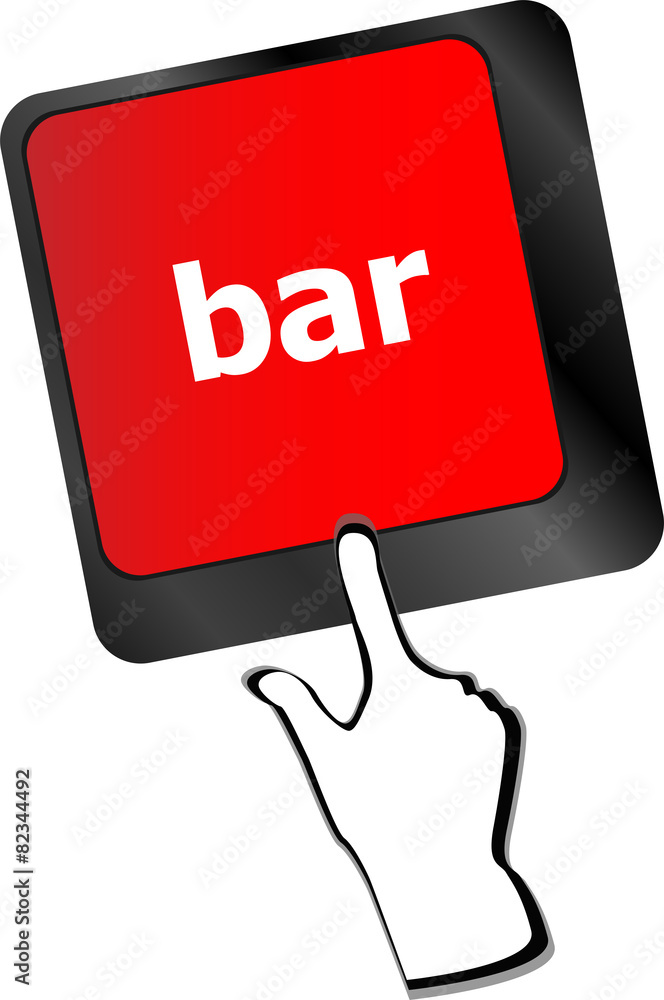 Poster bar button on the digital keyboard keys vector