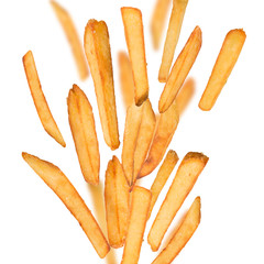 French fries in freeze motion