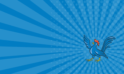 Business card Chicken Rooster Wing Pointing Cartoon