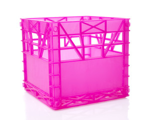 Pink plastic box on white background
