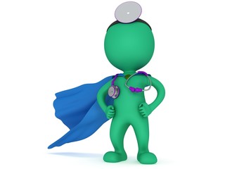 Super Doctor with a stethoscope and mirror.