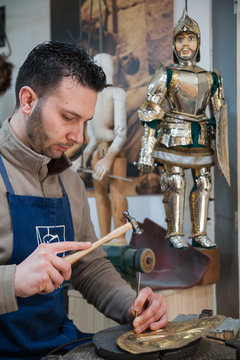 Sicilian puppet artisan at work