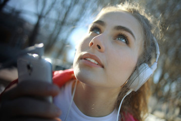 spring winter portrait of a girl in europe