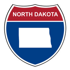 North Dakota interstate highway shield - obrazy, fototapety, plakaty