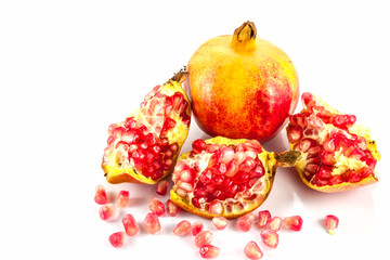 Ripe pomegranate  cutout  fruit