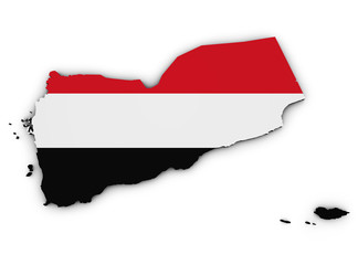 Naklejka premium Yemen Map Flag 3d Shape
