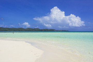 パラオのロングビーチの海と空
