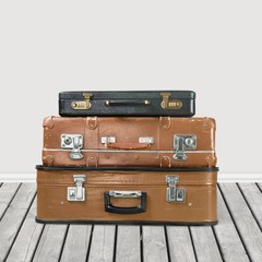Old. Two Vintage Suitcases Isolated with clipping path on a