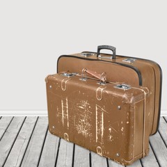 Old. Two Vintage Suitcases Isolated with clipping path on a