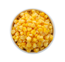 corn in a bowl on a white background