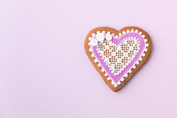 Home-baked and decorated heart shaped cookie