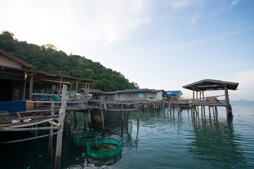 An image of fisherman village in the sea
