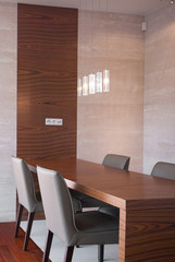 Wooden table and comfortable chairs