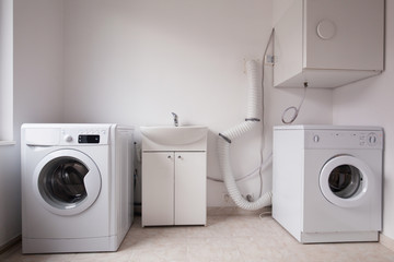 Automatic washing machines in laundry