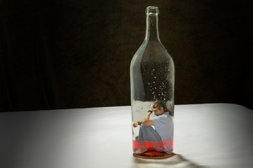 Man addicted to alcohol trapped by alcoholism