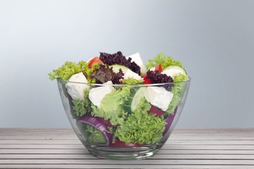 Salad. Vegetable salad bowl isolated on white