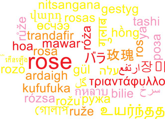 Rose multilanguage wordcloud background concept