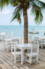 Wood dock White chair and table