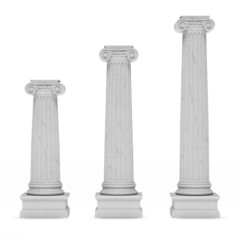 Column. 3D. Ionic Columns on White