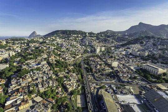 Aerial view of Rio de Janeiro with highway