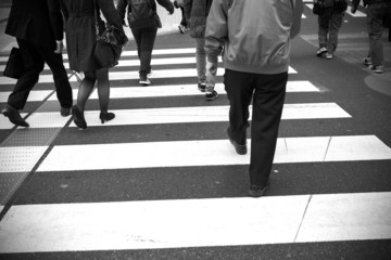 Group of people crossing the street
