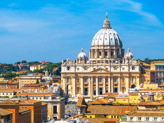 Fototapeta na wymiar View of the St Peter's Basilica and Vatican city, Rome, Italy