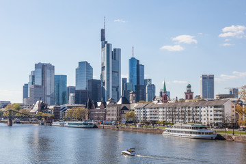 Frankfurt downtown skyline and the river Main, Germany