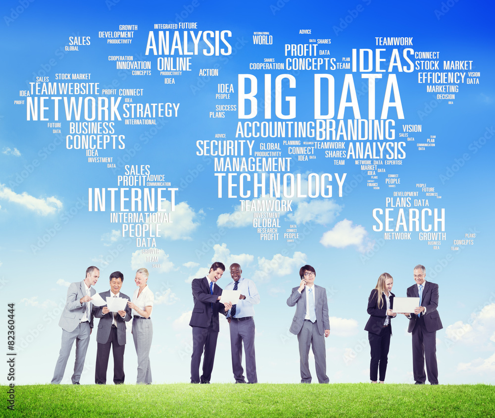 Poster big data storage information world map concept