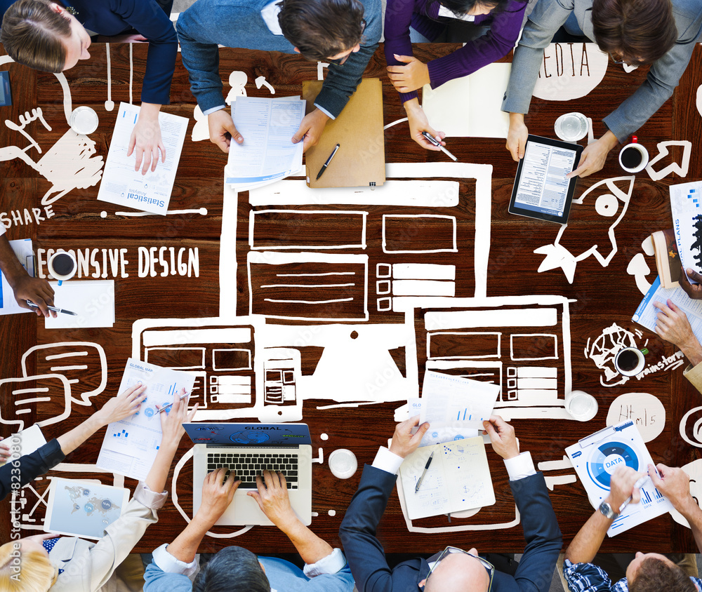 Poster responsive design responsive quality content share concept